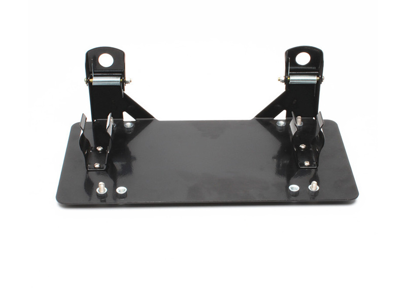 Black License Plate Bracket Flip-Up Roller Fairlead Mounting Holder